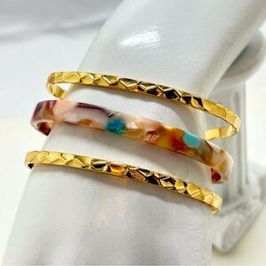 Express, Gold And Confetti Lucite Cuff Bracelet, NWT